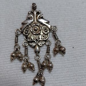 Charming Silver Bird and Floral Pendant